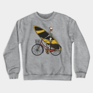 Surfer Skeleton on a Bike Crewneck Sweatshirt